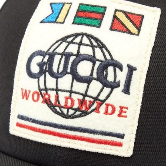 Gucci Worldwide Patch Canvas Baseball Cap in Black New with Tags - Picture 4 of 8